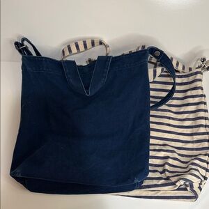 BAGGU Canvas Duck Bags: Navy and Striped. Sold as a single lot.